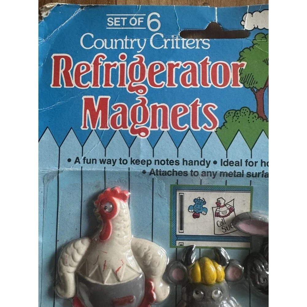 Set Of 6 Country Critters Refrigerator Magnets New Design Farm Vintage Sealed